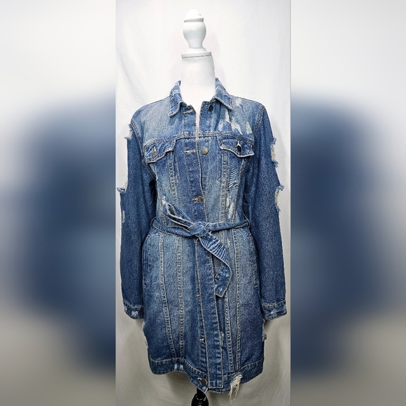 Small Distressed Denim Jacket Dress with Fashion Tour Design - Picture 2 of 6